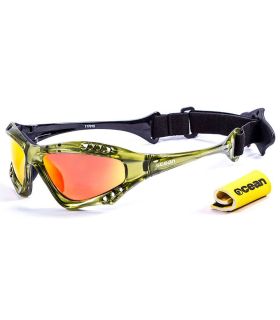 Gafas de sol Ocean Australia Shiny Green Revo de policarbonato ligero con patillas antideslizantes.