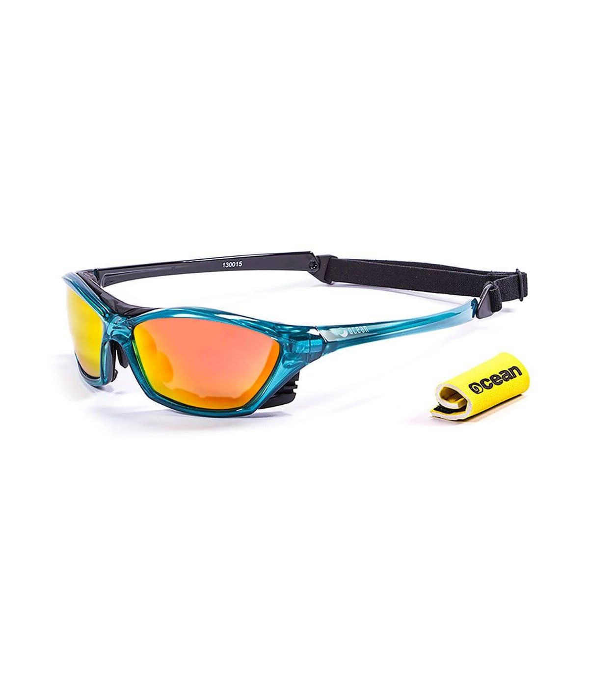 Gafas deportivas Ocean Lake Garda Shiny Blue, lentes Revo polarizadas y ventiladas para running y deportes acuáticos.