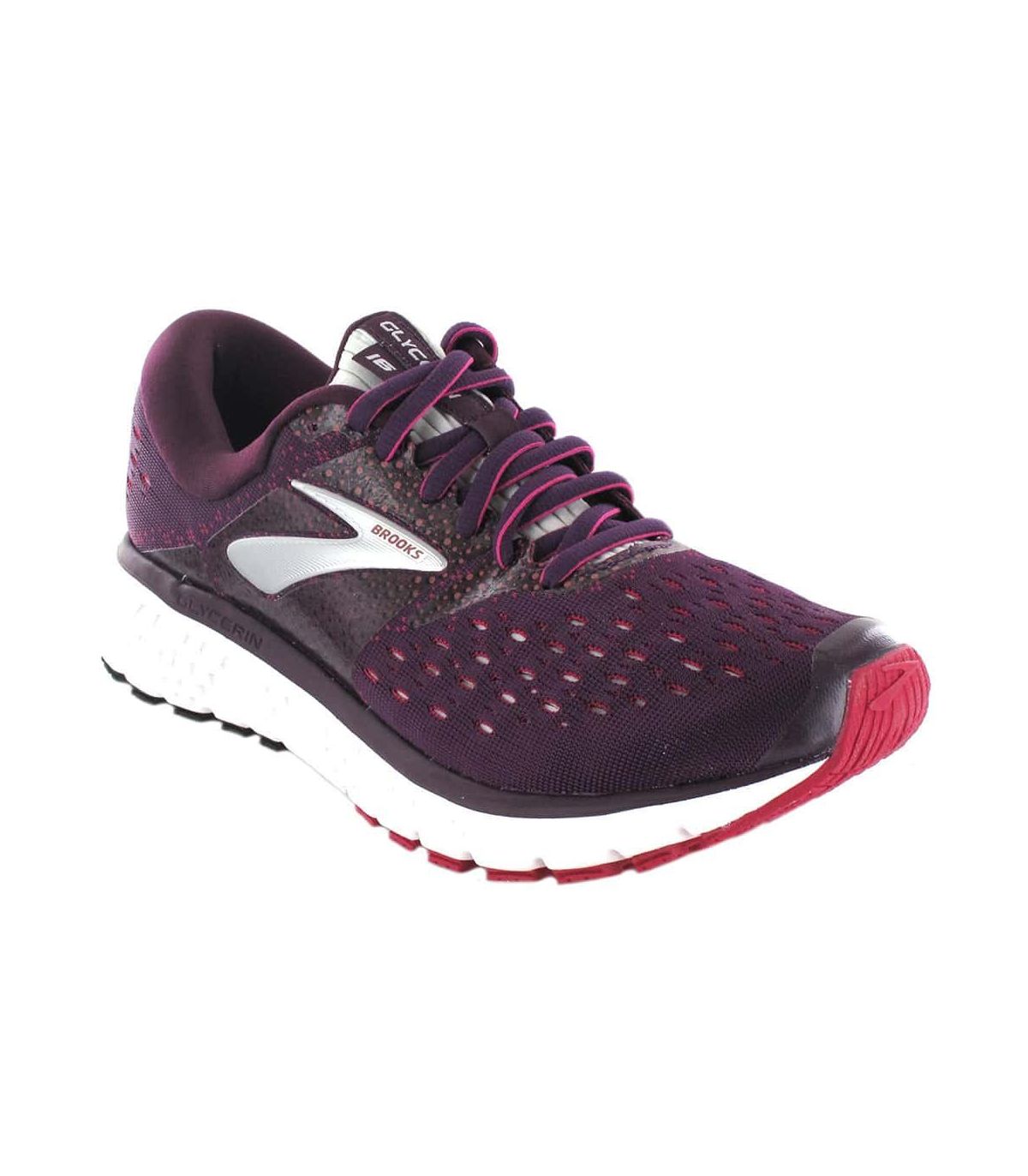 Women's Brooks Glycerin 16 Running Athletic Shoes White Grey Black Purple 