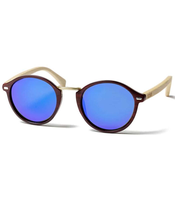 Gafas de sol Ocean Lille Brown Blue, montura marrón y lentes azules polarizadas con protección 100% UV y antirreflejos.