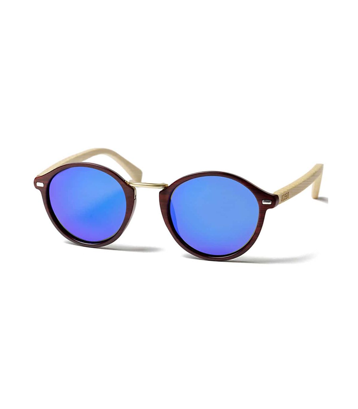 Gafas de sol Ocean Lille Brown Blue, montura marrón y lentes azules polarizadas con protección 100% UV y antirreflejos.