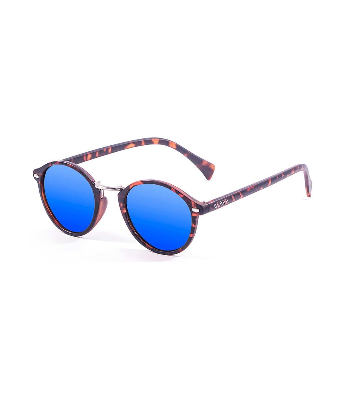 Gafas de sol Ocean Lille Matte Brown Revo Blue: montura marrón mate y lentes polarizadas con espejo azul.