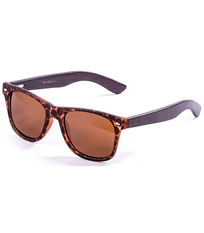 Gafas de sol Ocean Beach Wood Brown de madera y bambú con lentes polarizadas y protección 100% UV.