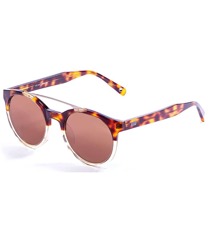 Gafas de sol polarizadas Ocean Tiburon Demi Brown con montura de acetato bicolor marrón y champagne.