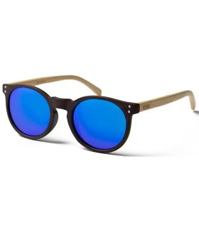 Gafas de sol Ocean Lizard Wood Brown Blue de bambú, montura negra, patillas marrones y lentes polarizadas ATOM.