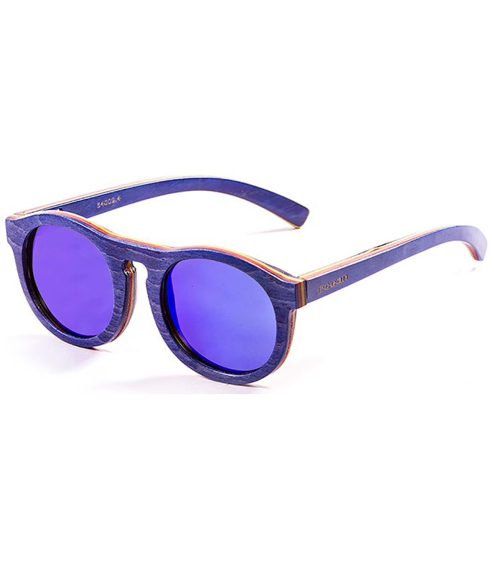 Gafas de sol Ocean Fiji Blue de bambú natural con lentes azules de espejo polarizadas y protección UV100%.