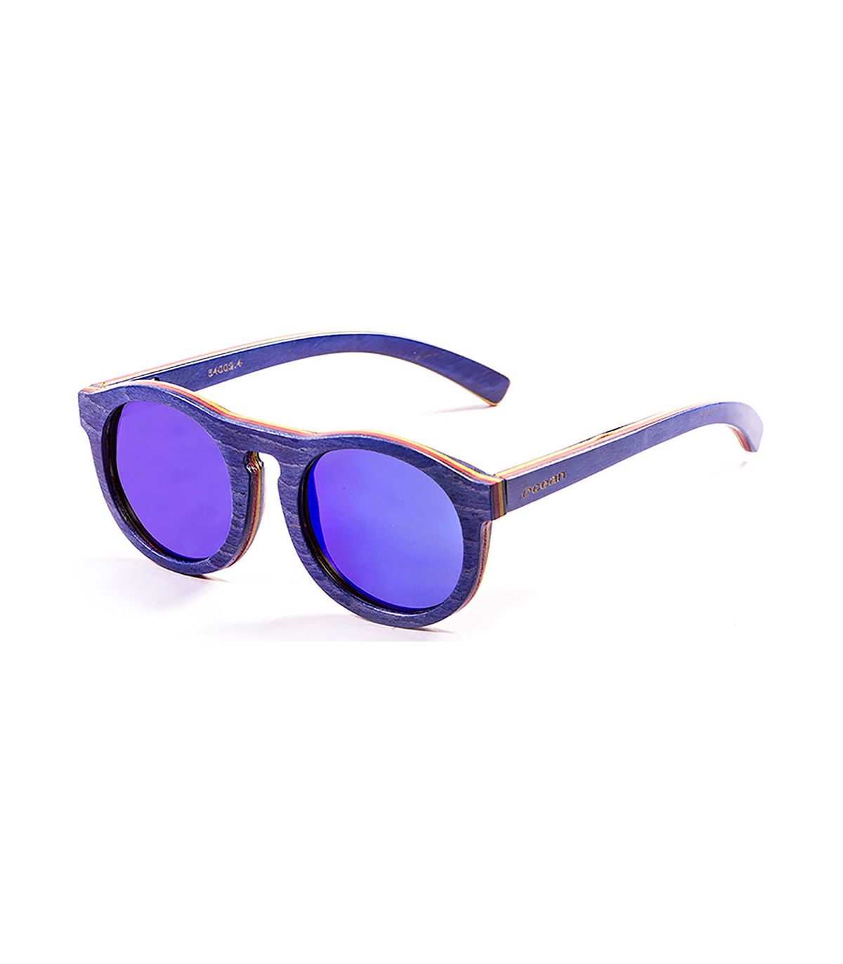 Gafas de sol Ocean Fiji Blue de bambú natural con lentes azules de espejo polarizadas y protección UV100%.
