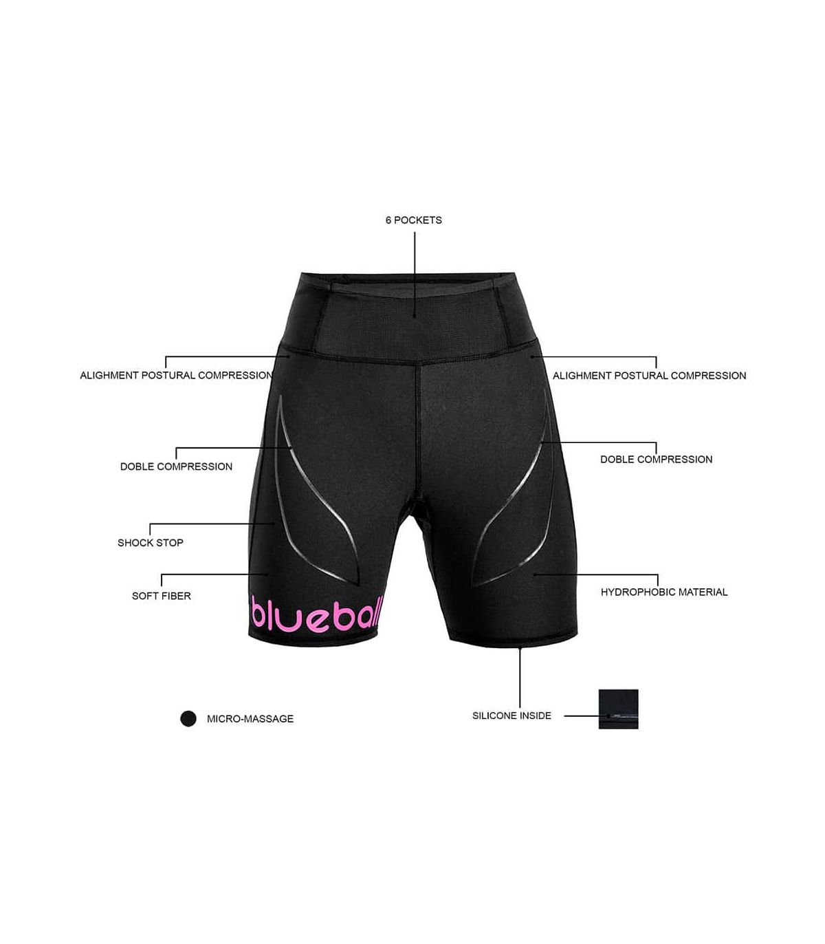 Mallas running Blueball BB200001 Mallas Cortas con Bolsillo W