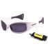 Gafas de sol deportivas Ocean Mentaway Shiny White con lentes polarizadas smoke para running y ciclismo.