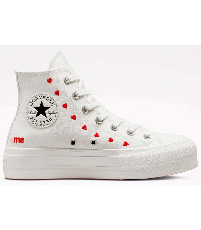 ➤Converse Chuck Taylor All Star Platform Embroidered Hearts ➤ Zapatillas Tallas 36 Color Blanco