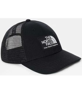 Gorra The North Face Mudder Trucker negra con rejilla transpirable y tecnología FlashDry para senderismo y deporte.