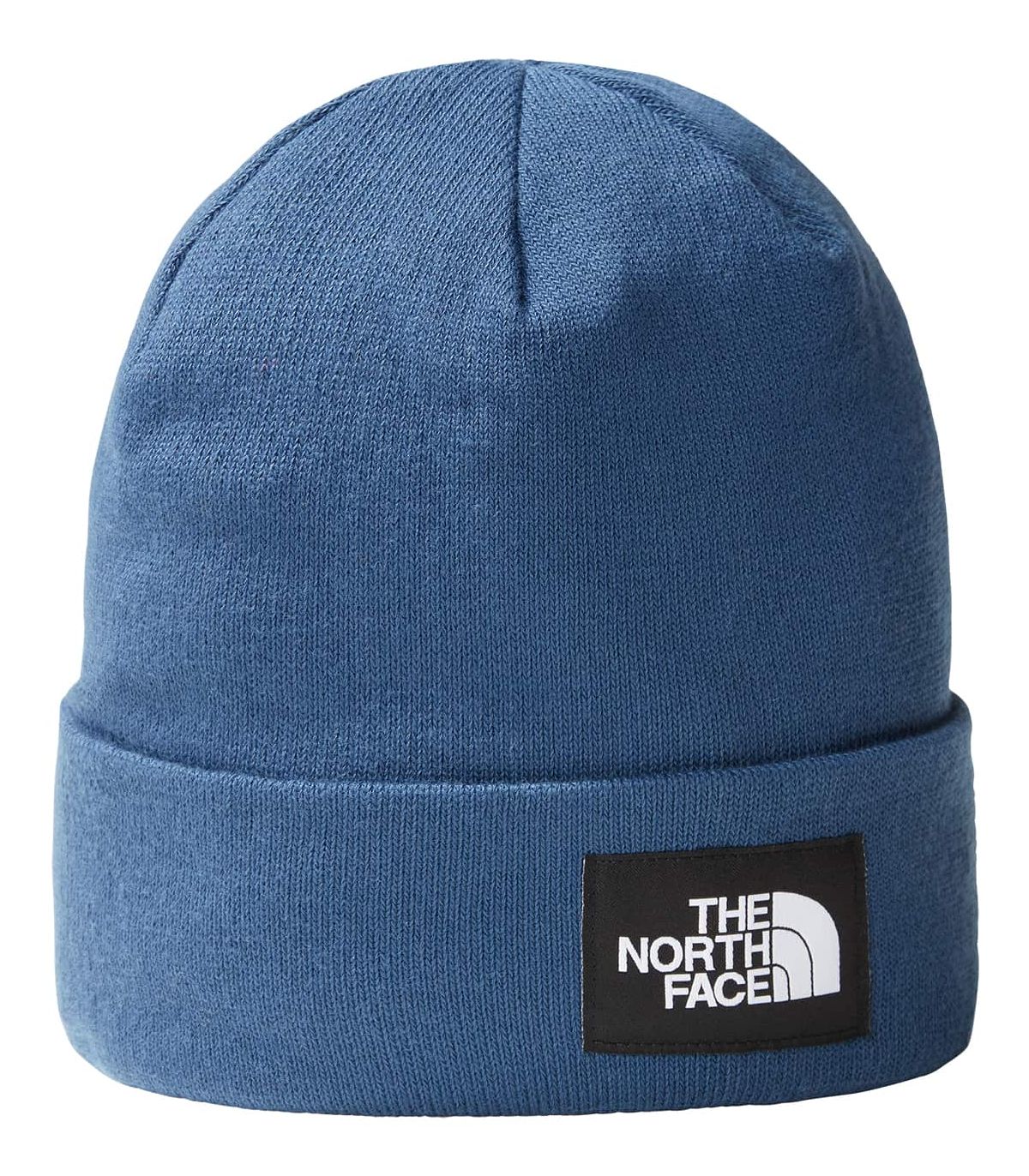 Gorro The North Face Dock Worker Shady Blue de punto reciclado, ajuste amplio y diseño versátil en color azul.