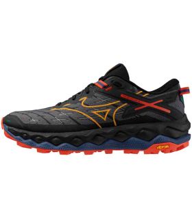 Mizuno Wave Mujin 10 gris, zapatillas trail running hombre con suela Vibram de máxima tracción y estabilidad Wave.