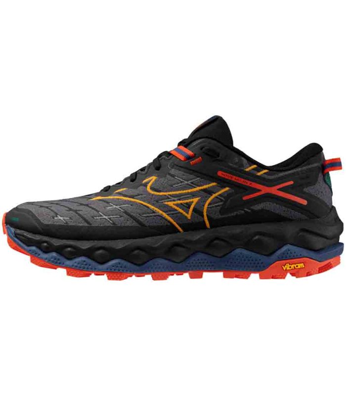 Mizuno Wave Mujin 10 gris, zapatillas trail running hombre con suela Vibram de máxima tracción y estabilidad Wave.