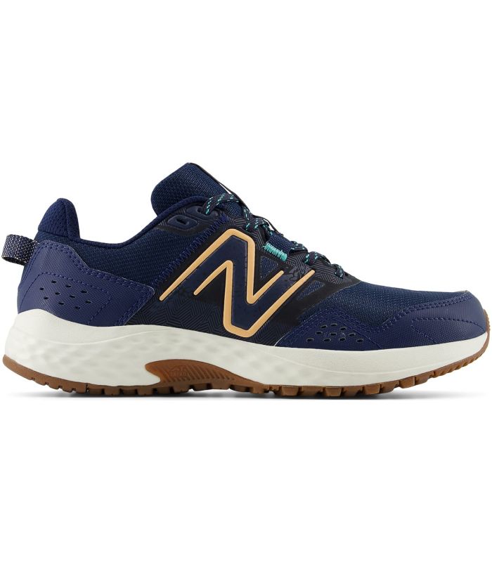 New Balance 410 Mujer: zapatillas de trail running con suela híbrida AT TREAD y amortiguación EVA para montaña.