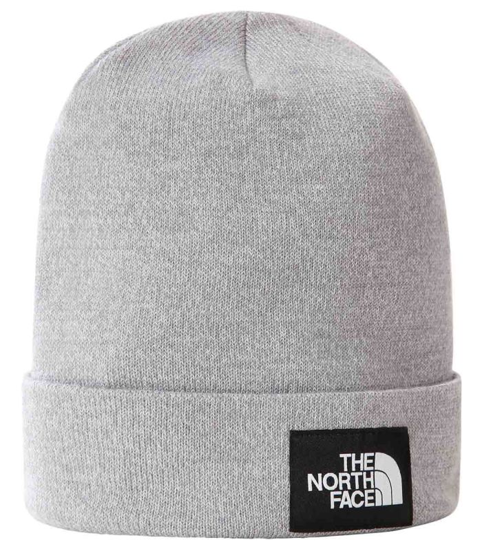 Gorro The North Face Dock Worker gris claro de punto acanalado y poliéster reciclado con ajuste amplio.