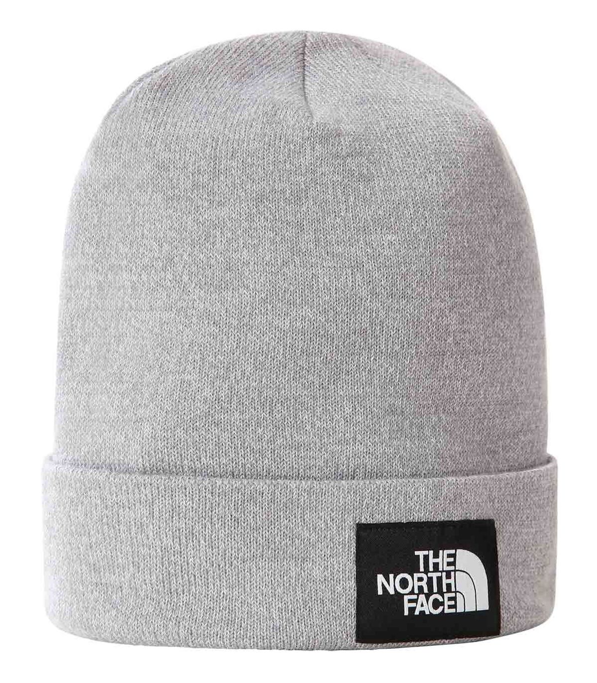 Gorro The North Face Dock Worker gris claro de punto acanalado y poliéster reciclado con ajuste amplio.