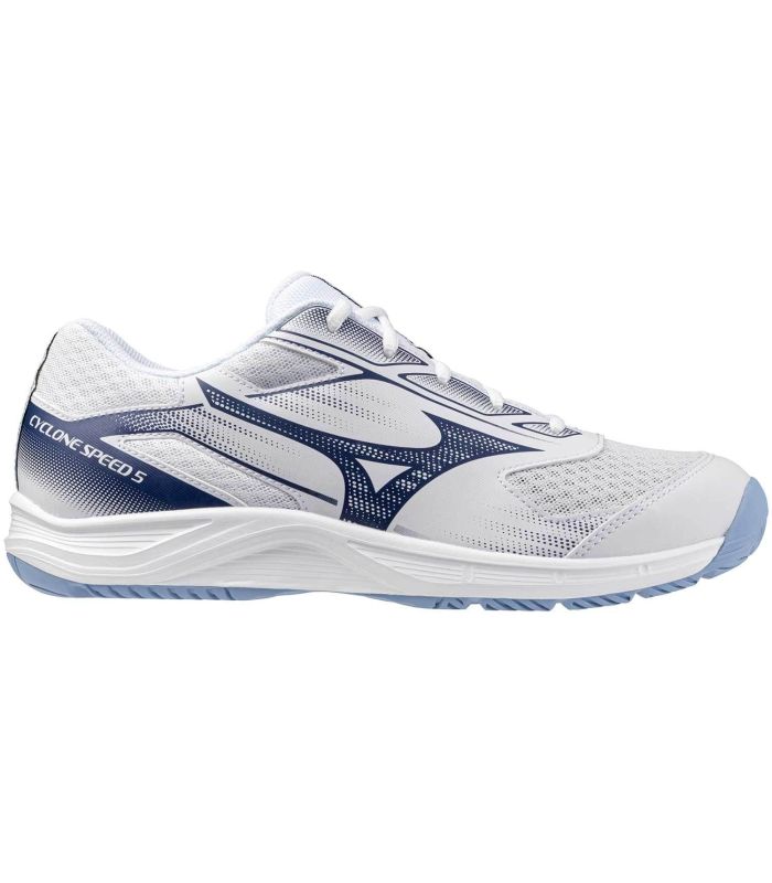 Mizuno Cyclone Speed 5, zapatillas ligeras de balonmano y voleibol con suela estable para agilidad en pista indoor.
