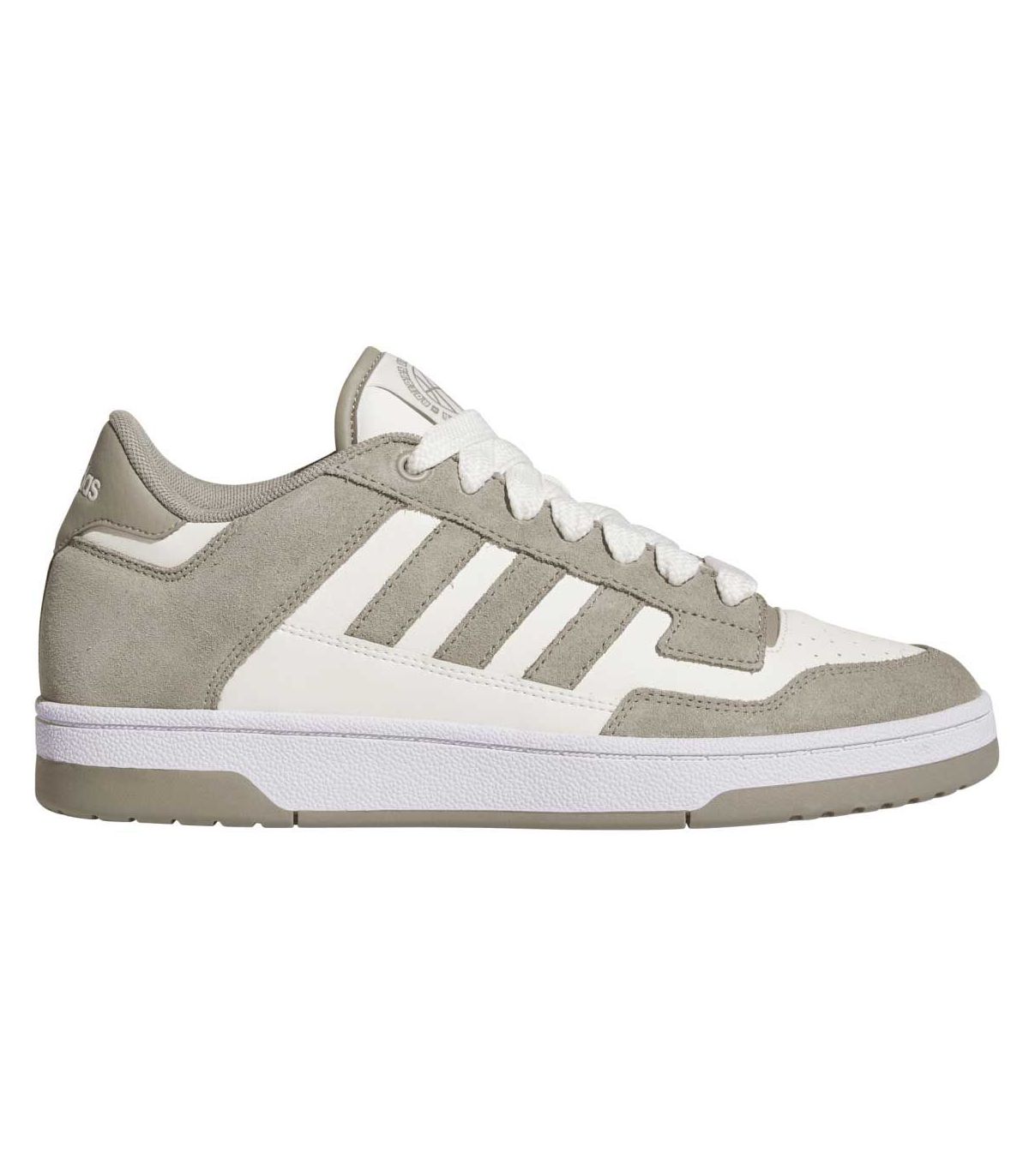 Adidas Rapid Court Low JP5243, zapatillas de baloncesto retro en color gris con refuerzos de ante para hombre.