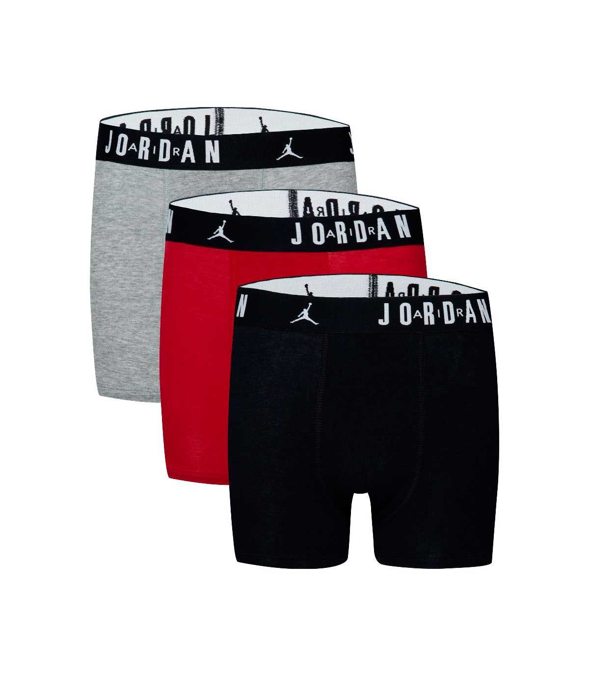 Pack 3 calzoncillos bóxer Jordan Flight Cotton Core Jr para niños, algodón elástico y transpirable.