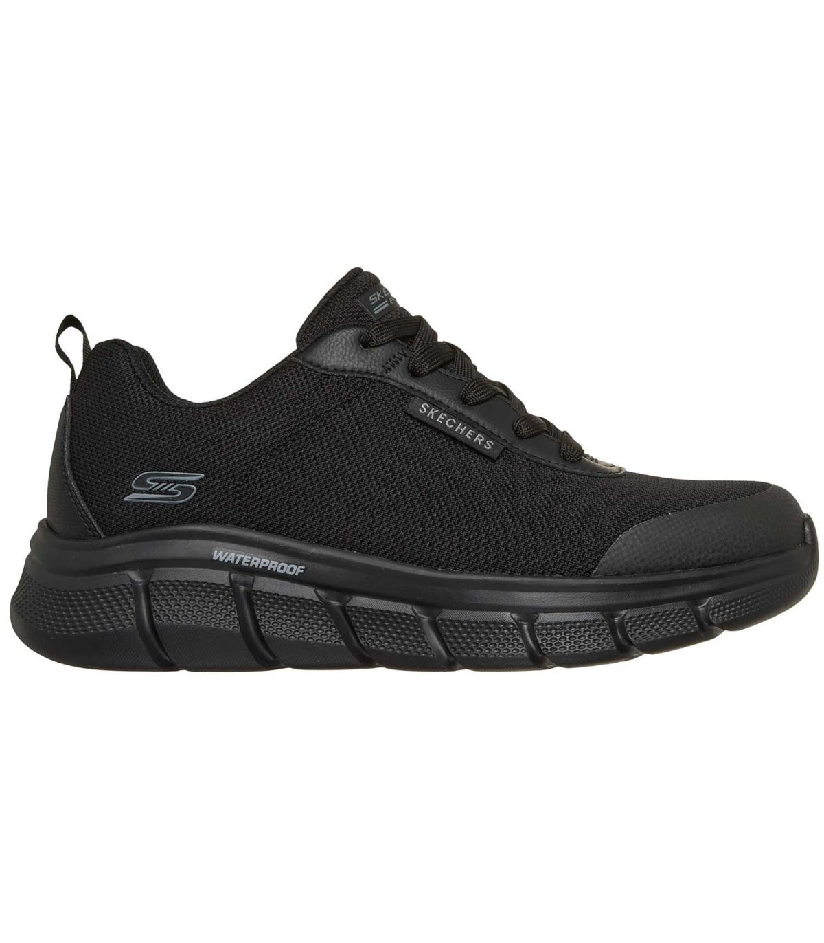 Zapatillas Skechers Rainy Edge negro waterproof para hombre con plantilla Memory Foam y suela de alta tracción.