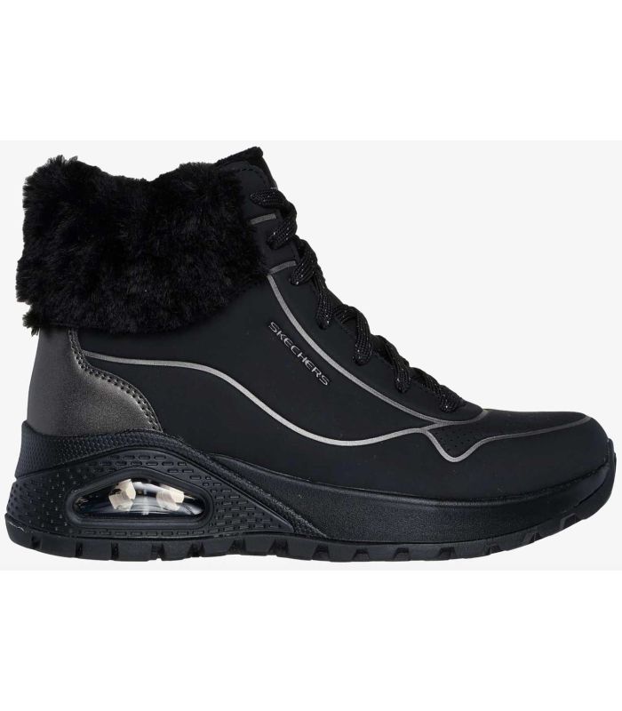 Botas Skechers Uno Rugged Fall Shimer para mujer con forro de pelo, cremallera lateral y cámara de aire Skech-Air.