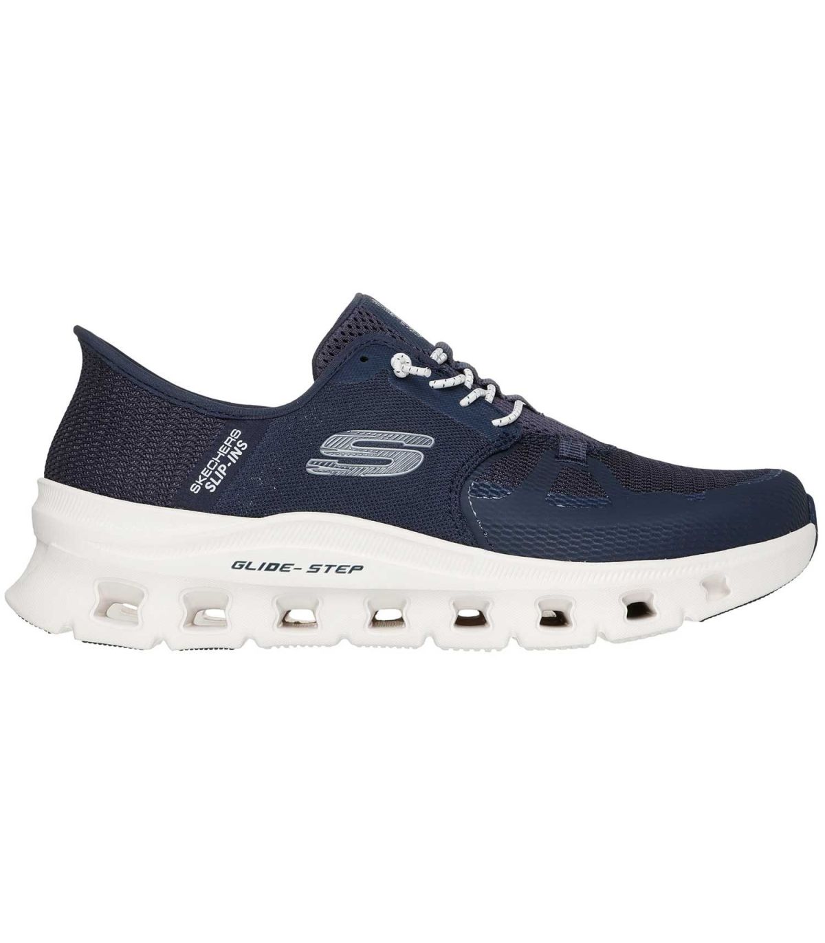 Zapatillas Skechers Slip-Ins Glide-Step Pro Navy, calzado sin manos con amortiguación geométrica y diseño transpirable.
