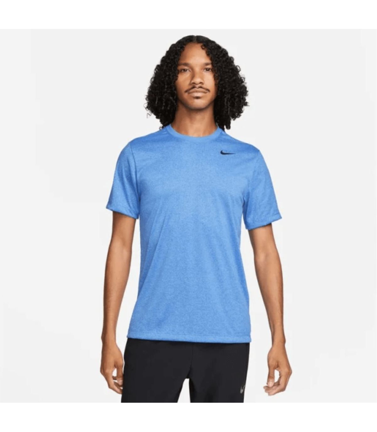 Camiseta Nike Dri-Fit Legend azul transpirable para running y entrenamiento.
