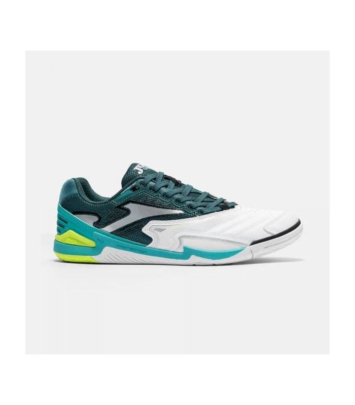 Zapatillas de fútbol sala Joma Cancha 26 blancas, flexibles y resistentes con agarre para pistas de interior.
