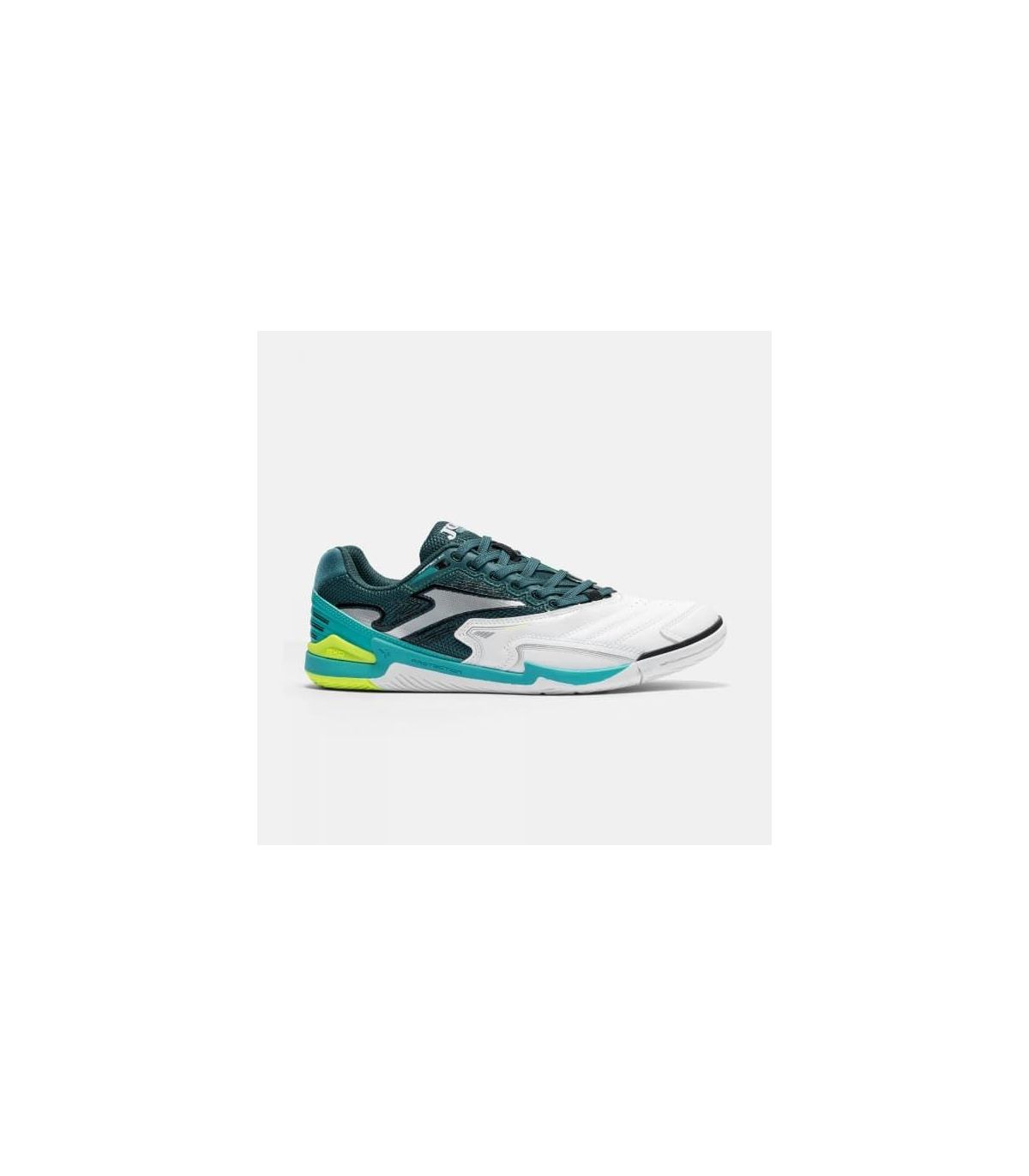 Zapatillas de fútbol sala Joma Cancha 26 blancas, flexibles y resistentes con agarre para pistas de interior.