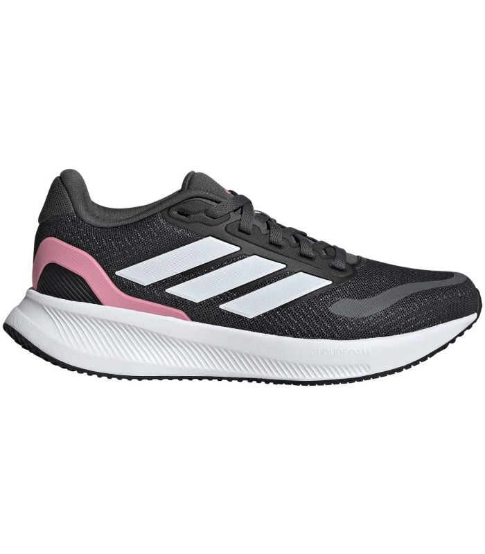 Zapatillas Adidas Runfalcon 5 68 Junior color gris con amortiguación neutra para niños y jóvenes atletas.
