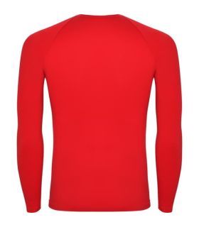 Camiseta térmica Roly Prime roja, capa base deportiva transpirable y ergonómica.