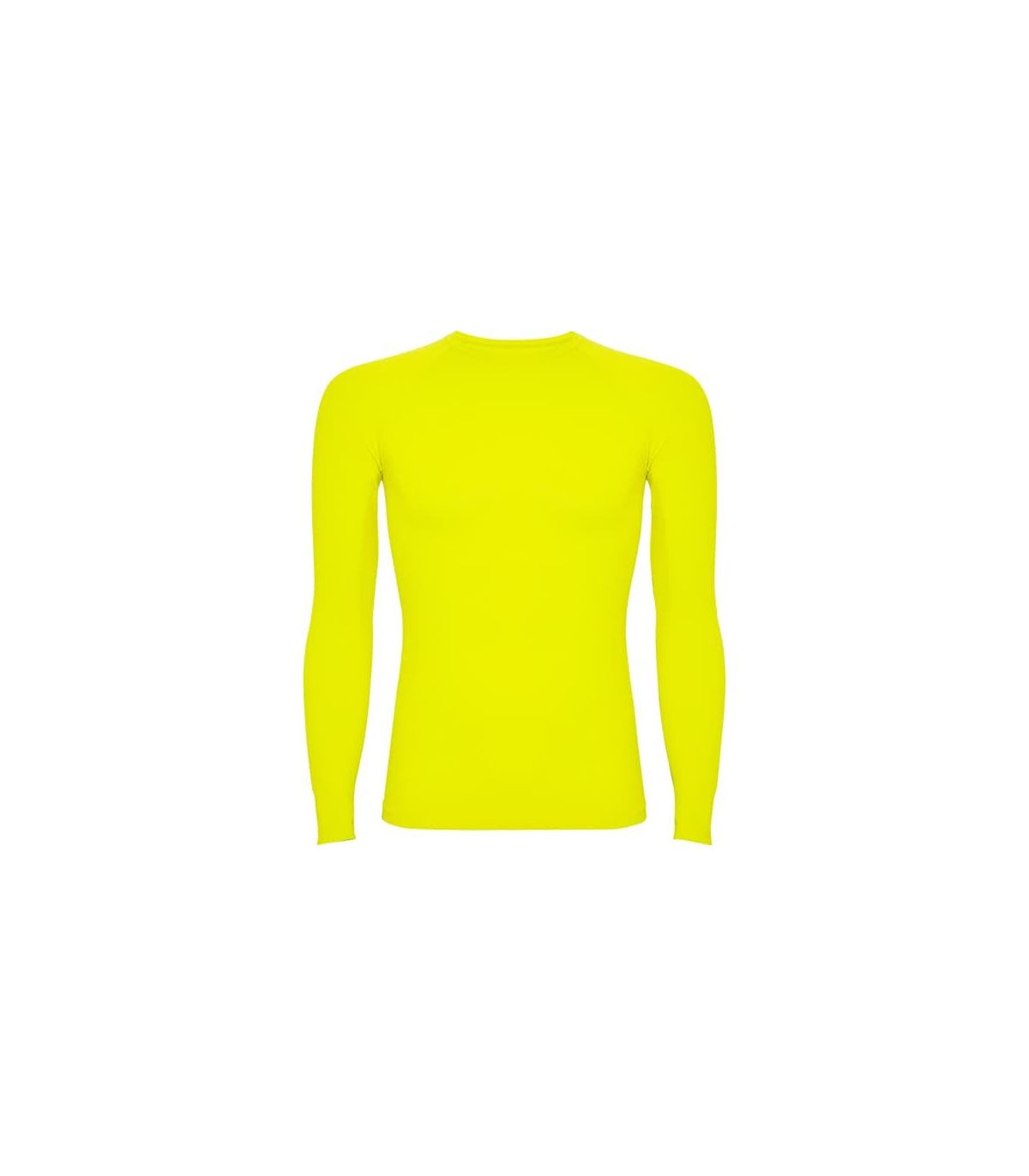 Camiseta térmica Roly Prime color lima flúor de manga larga para deporte y protección térmica.