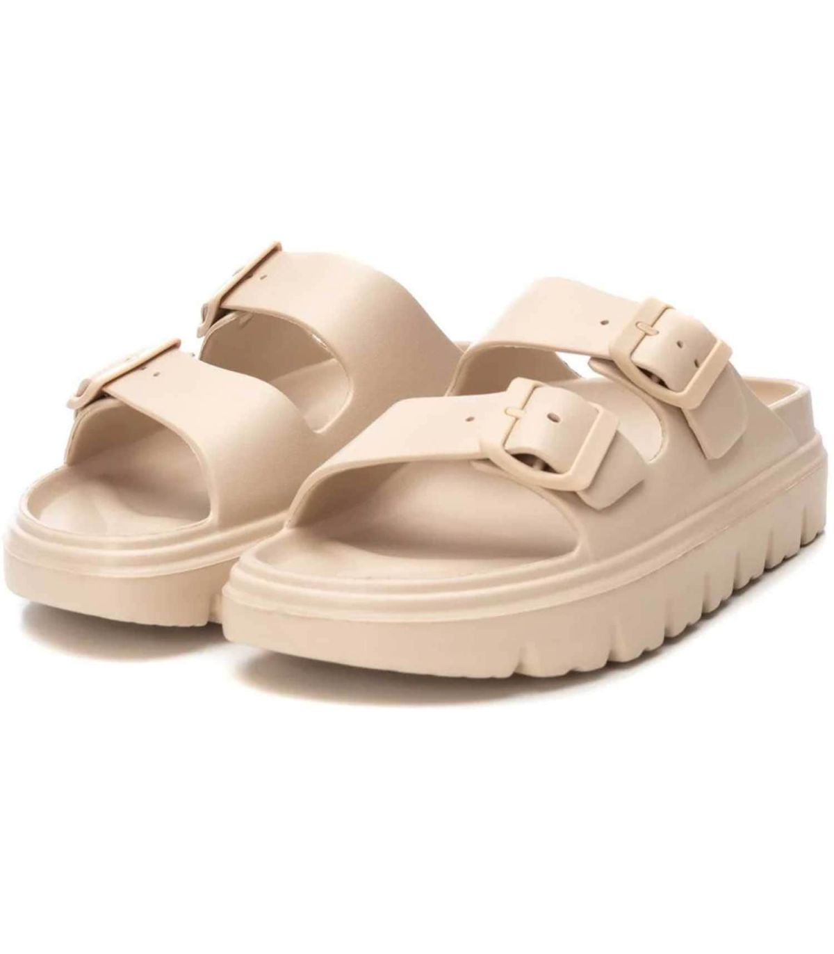 XTI Sandalia 14255008 Beige Mujer | Doble hebilla y descanso