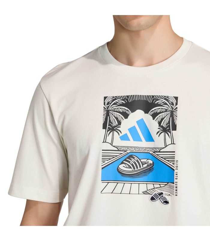 Adidas Camiseta S Slide Rx | Tejido beig y gráfico piscina