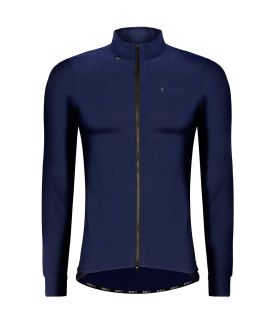 Chaqueta de ciclismo térmica y cortavientos Ecoon Puy de Dôme azul marino de tejido sostenible.