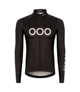 Chaqueta de ciclismo cortavientos Ecoon Mont Ventoux negra para hombre con aislamiento térmico.
