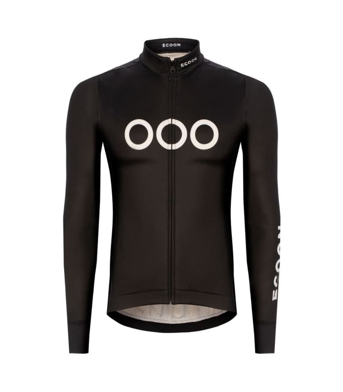 Chaqueta de ciclismo cortavientos Ecoon Mont Ventoux negra para hombre con aislamiento térmico.