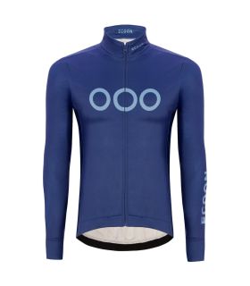 Chaqueta de ciclismo térmica Ecoon Mont Ventoux azul para hombre, cortavientos y de ajuste aerodinámico.