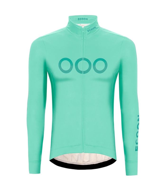 Chaqueta de ciclismo térmica y cortavientos Ecoon Mont Ventoux para hombre en color turquesa.