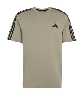 Camiseta Adidas Essentials 3 Stripes verde para hombre de running y entrenamiento