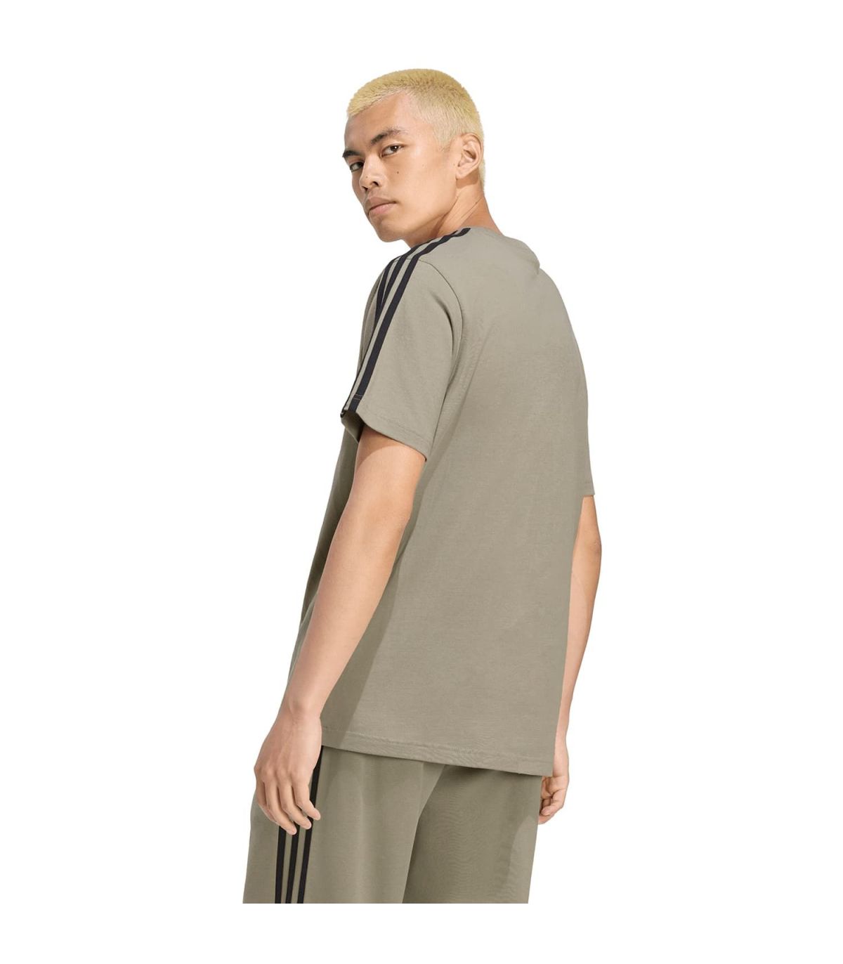 Adidas Camiseta Essentials 3 Essentials 3 Stripes Verde | algodón caqui