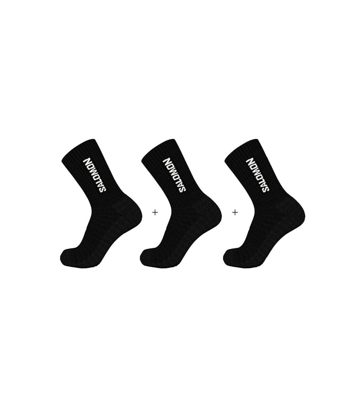 Salomon Calcetines Everyday Crew 3 Pack Negro | caña canalé