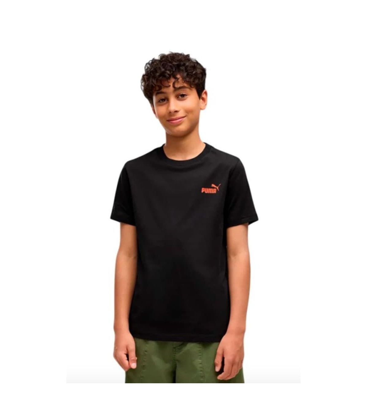 Puma Camiseta Ess Logo Lab Brand Black Niño | Detalle flúor