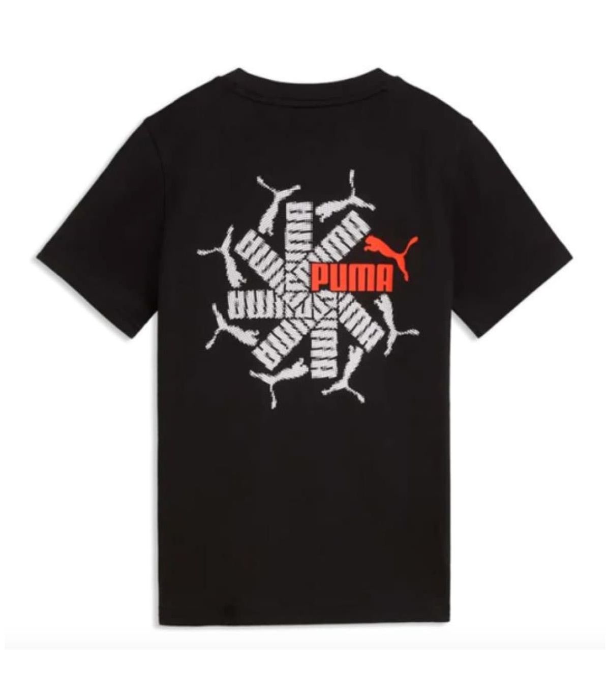 Puma Camiseta Ess Logo Lab Brand Black Niño | Detalle flúor
