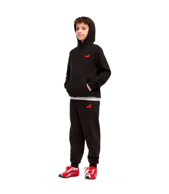 Puma Sudadera Ess Logo Lab Brand Black, Niño | capucha fija
