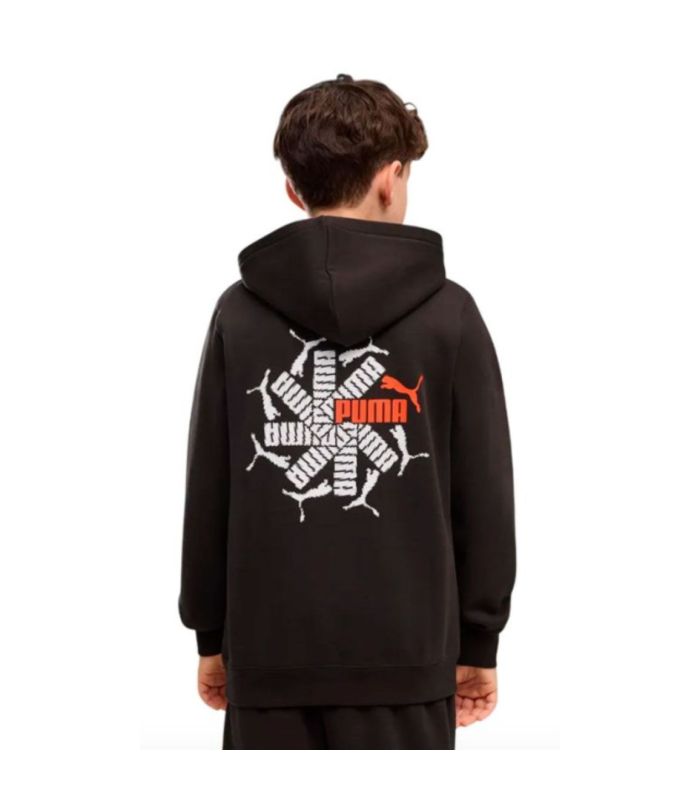 Puma Sudadera Ess Logo Lab Brand Black, Niño | capucha fija