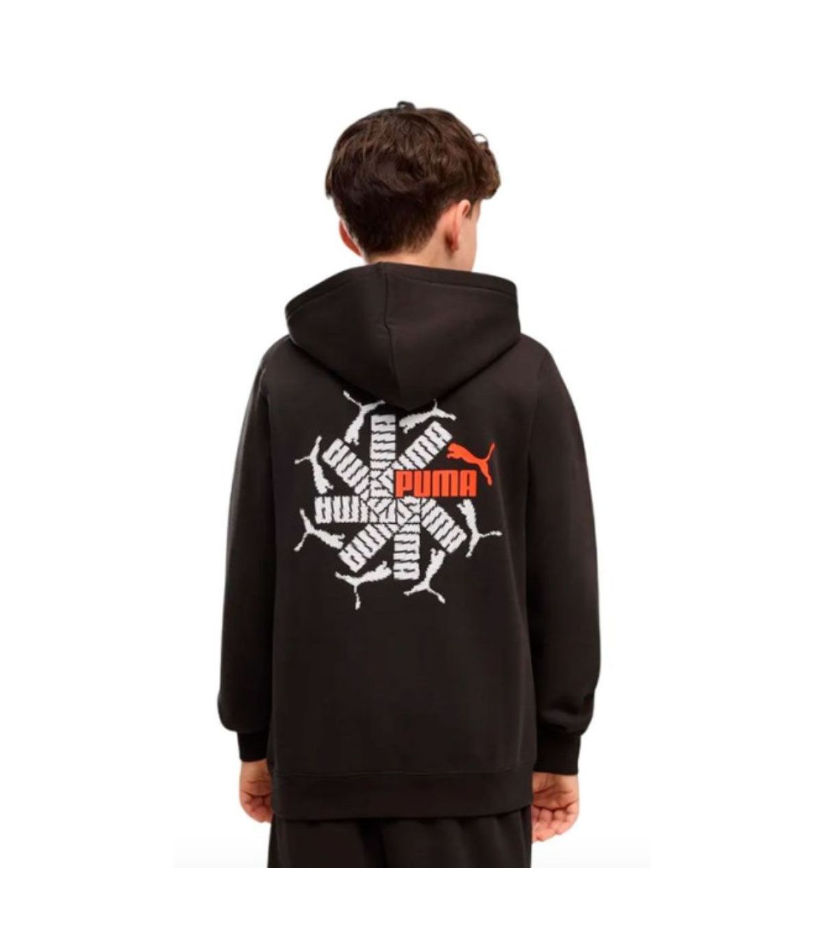Puma Sudadera Ess Logo Lab Brand Black, Niño | capucha fija
