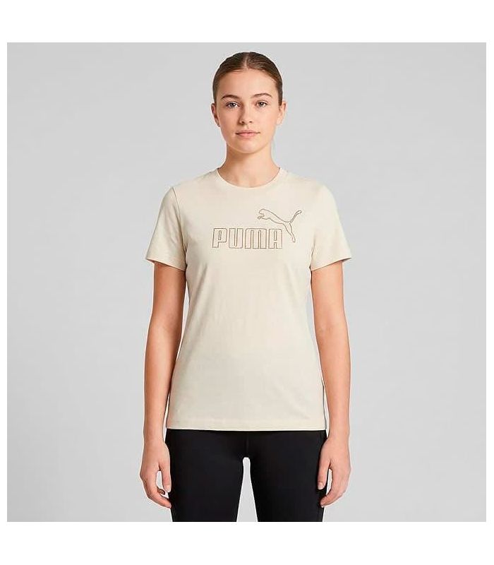 Puma Camiseta Ess+ Rhinestone Beige Niña | Strass frontal