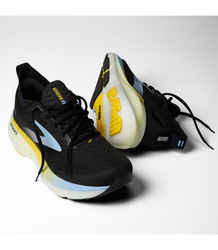 Brooks Zapatillas Glycerin 23 Negro | ribete amarillo y azul